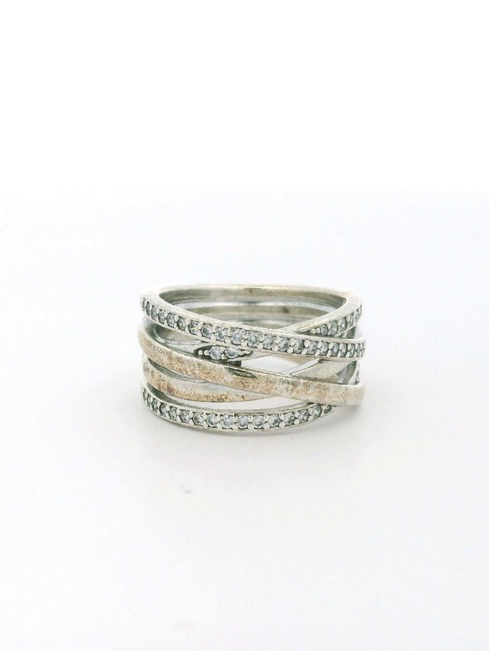 Pandora Sterling Silver Entwined CZ Band Ring 190919CZ Size 6.5